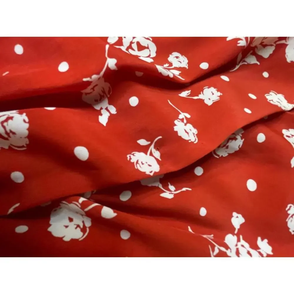 Everly | Anthropology Red Floral Dress Size L Made in USA - Picture 7 of 9